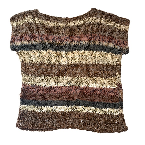 Hand Crafted Leather Tied Top Striped Art To Wear Boho (FLAWS & Approx Size‎ M) - Picture 3 of 8